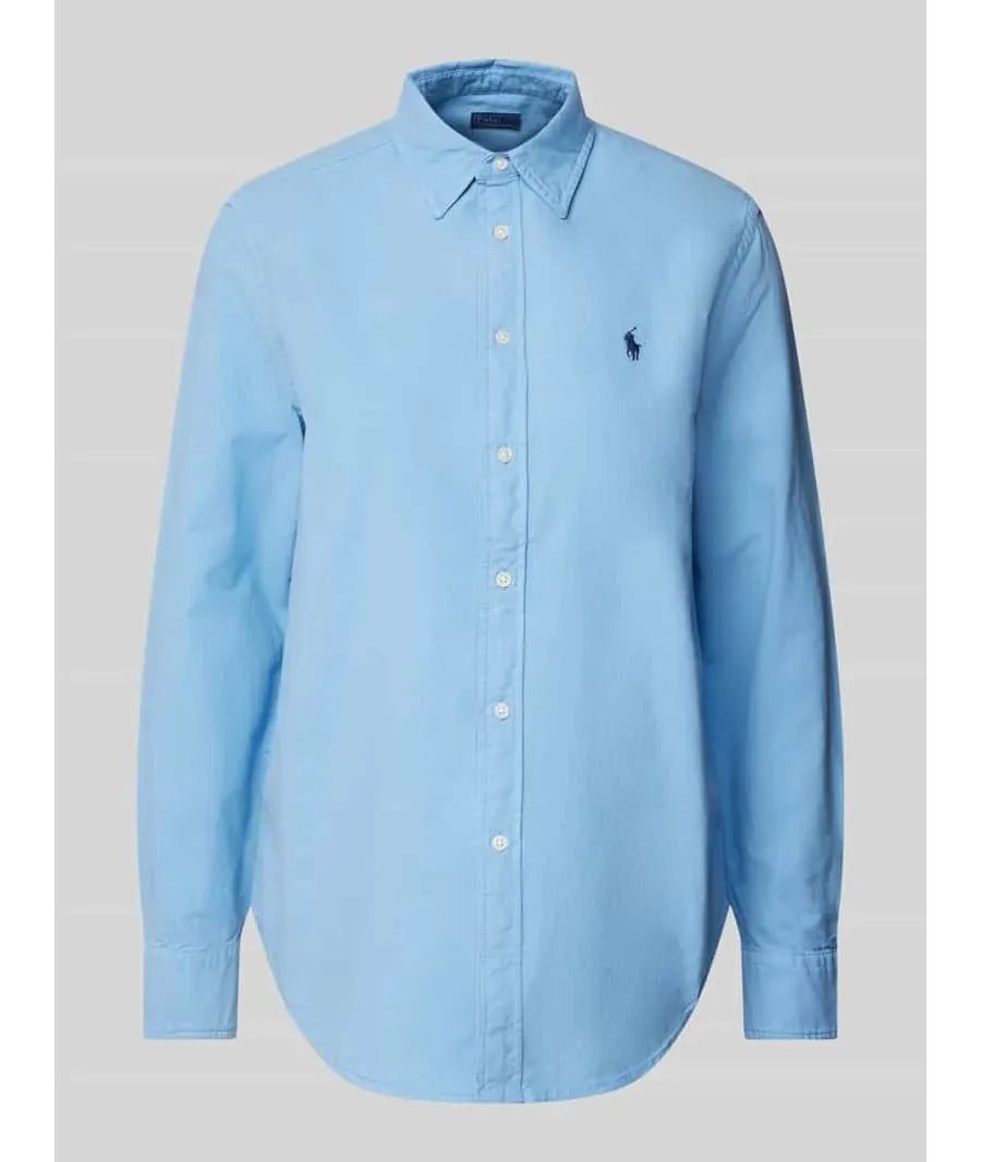 obrazek 1 Bluzka koszulowa o kroju classic fit z wyhaftowanym logo