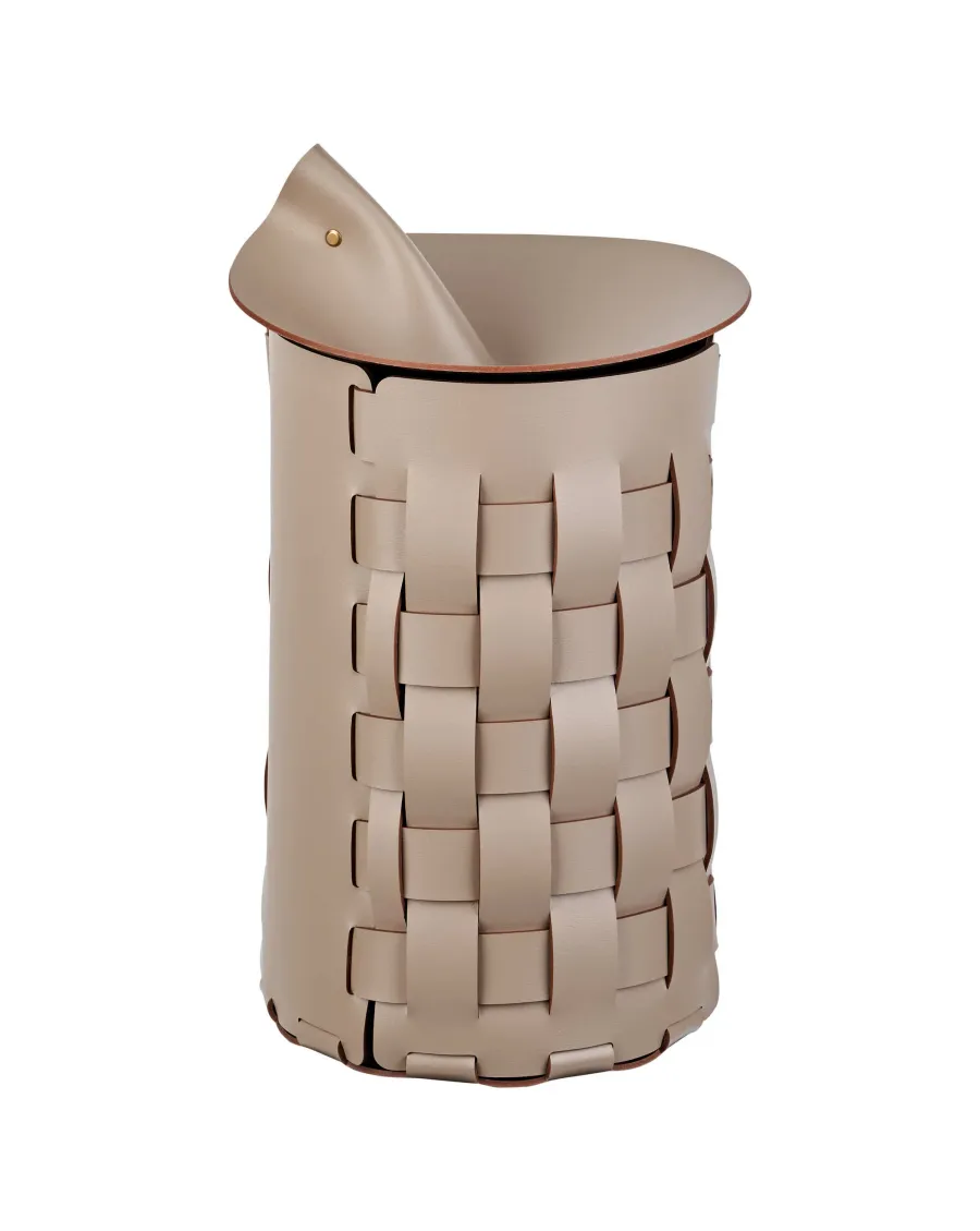 obrazek 3 Stylowy skórzany koszyk Bottega Ø22хH35 cm w kolorze cappuccino