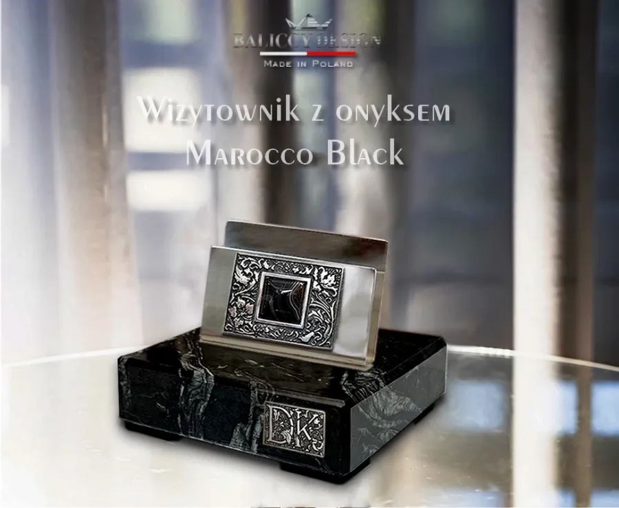 obrazek 1 Wizytownik z onyksem na podstawie marmurowej z inicjałami
