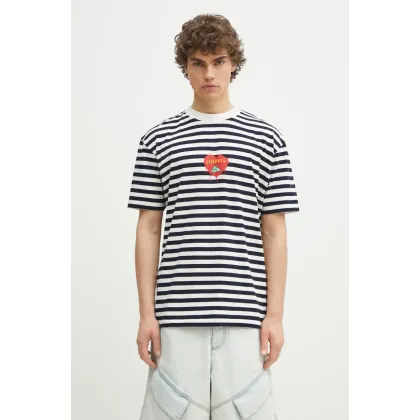 Zdjęcie Marcelo Burlon t-shirt bawełniany Bunny Heart Stripe Basic Tee White Navy męski kolor granatowy wzorzysty CMAA056S25JER0060146
