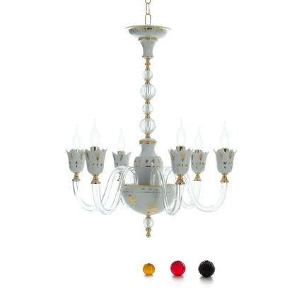 Picture Six-arm chandelier made of porcelain and glass MPM Porcellane