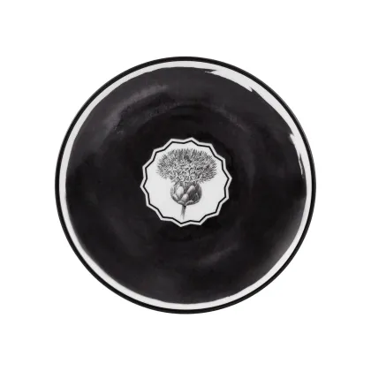 Zdjęcie Porcelanowy czarny talerz na chleb i masło z motywem inspirowanym ostem - Vista Alegre