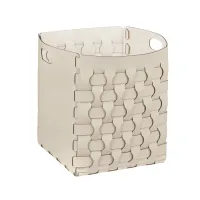 Picture Dubai basket, size 35x35xH40 cm, made of cream-colored leather