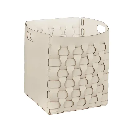 Zdjęcie Kosz Dubai w rozmiarze 35x35xH40 cm wykonany ze skóry w kolorze kremowym