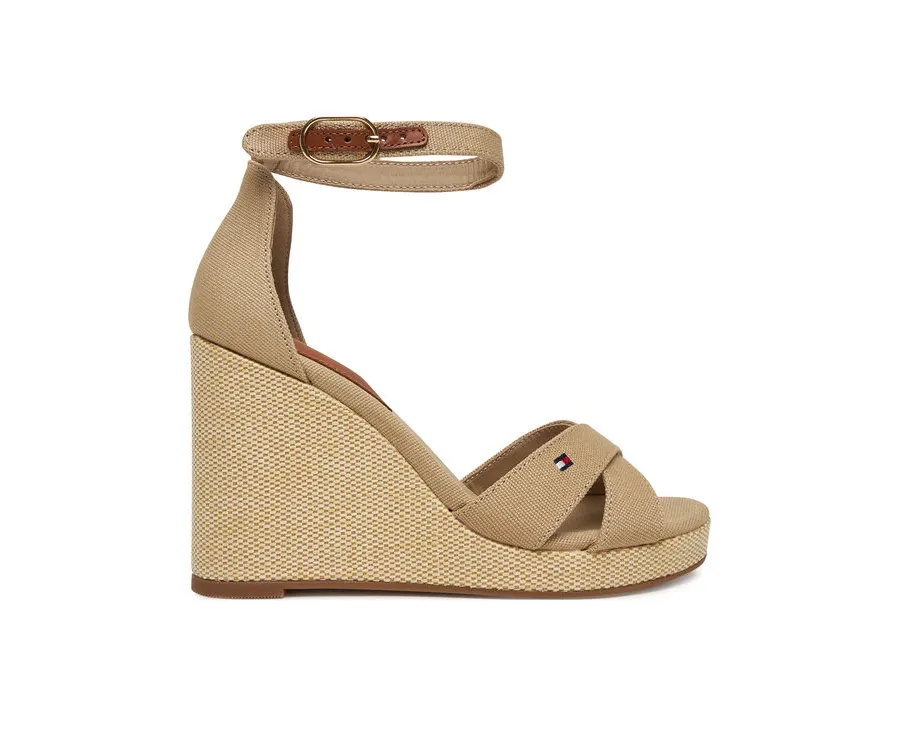 obrazek 1 Tommy Hilfiger Sandały Flag High Wedge Espad Crisscross FW0FW08661 Beżowy