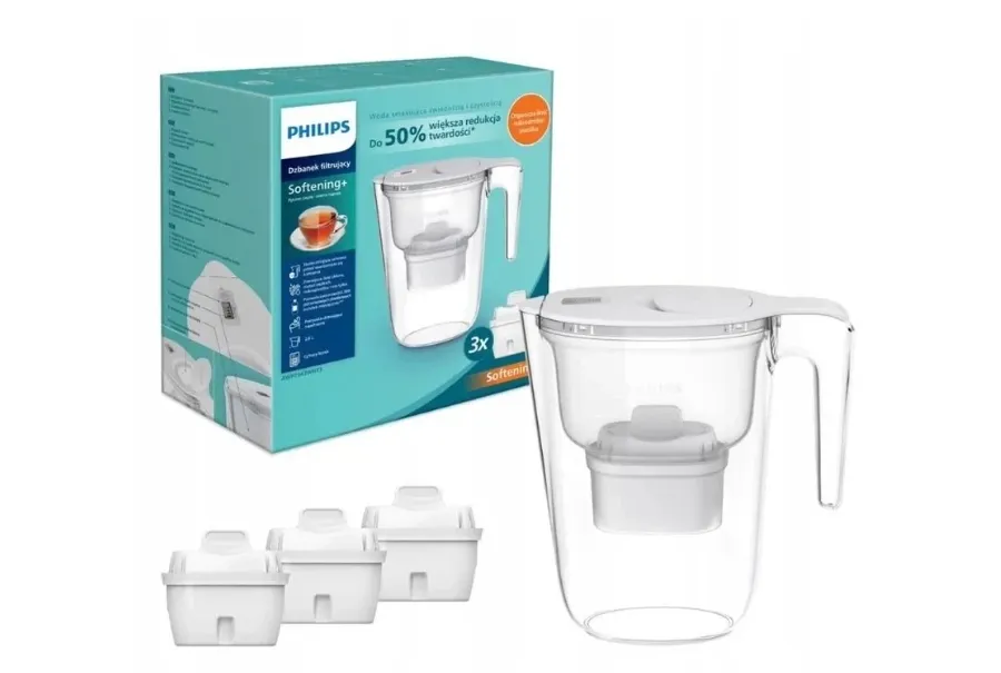 obrazek 1 Philips Dzbanek filtrujący 2,6 L, biały + zestaw filtrów 3 szt