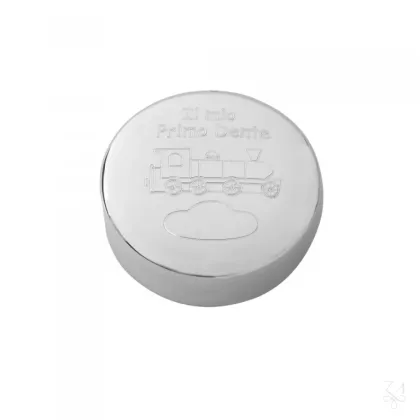 Zdjęcie Srebrne pudełeczko na pierwszy ząbek dziecka zdobione pociągiem - Zaramella Argenti