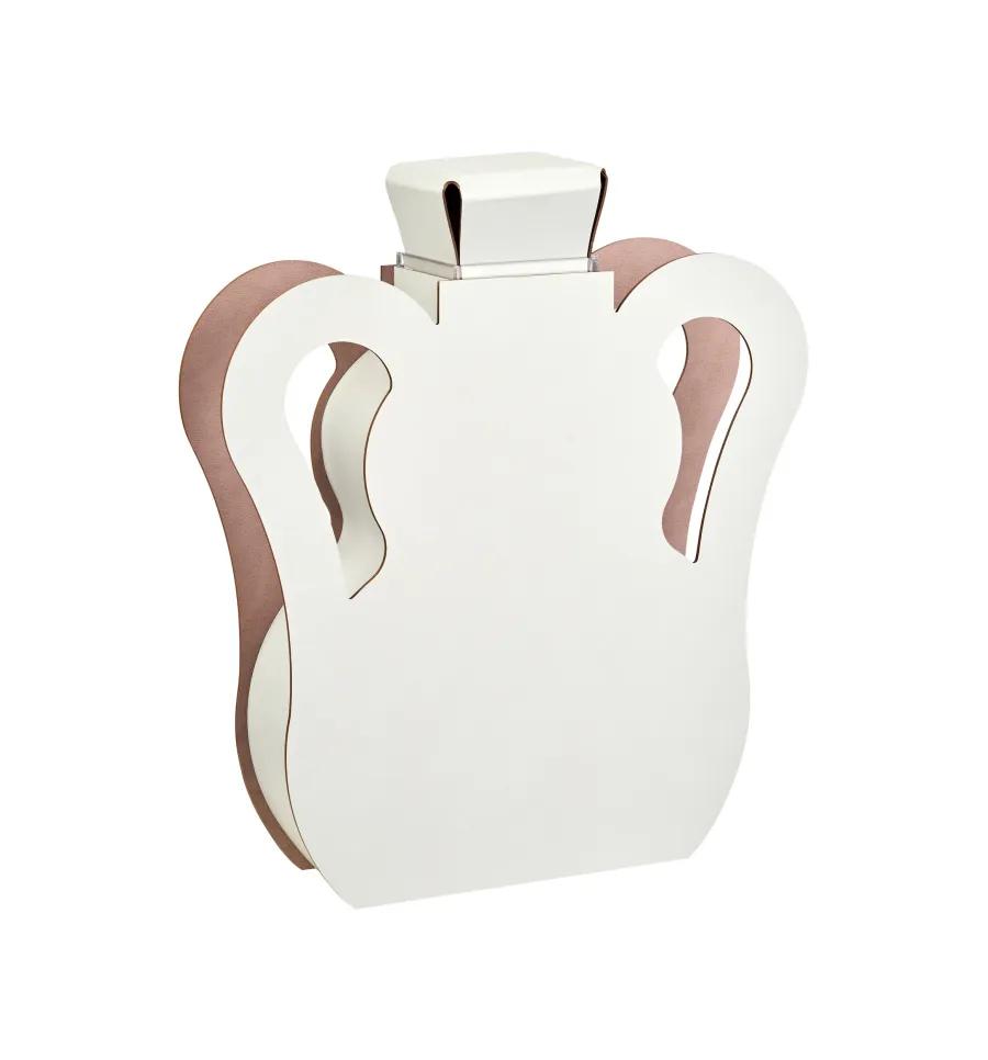 obrazek 2 Designerski skórzany wazon Otto 9x40xH45 cm w kolorze perłowym