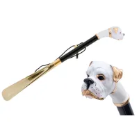 Zdjęcie Wyjątkowa czarna łyżka do butów z uchwytem w kształcie głowy białego boksera – Pasotti