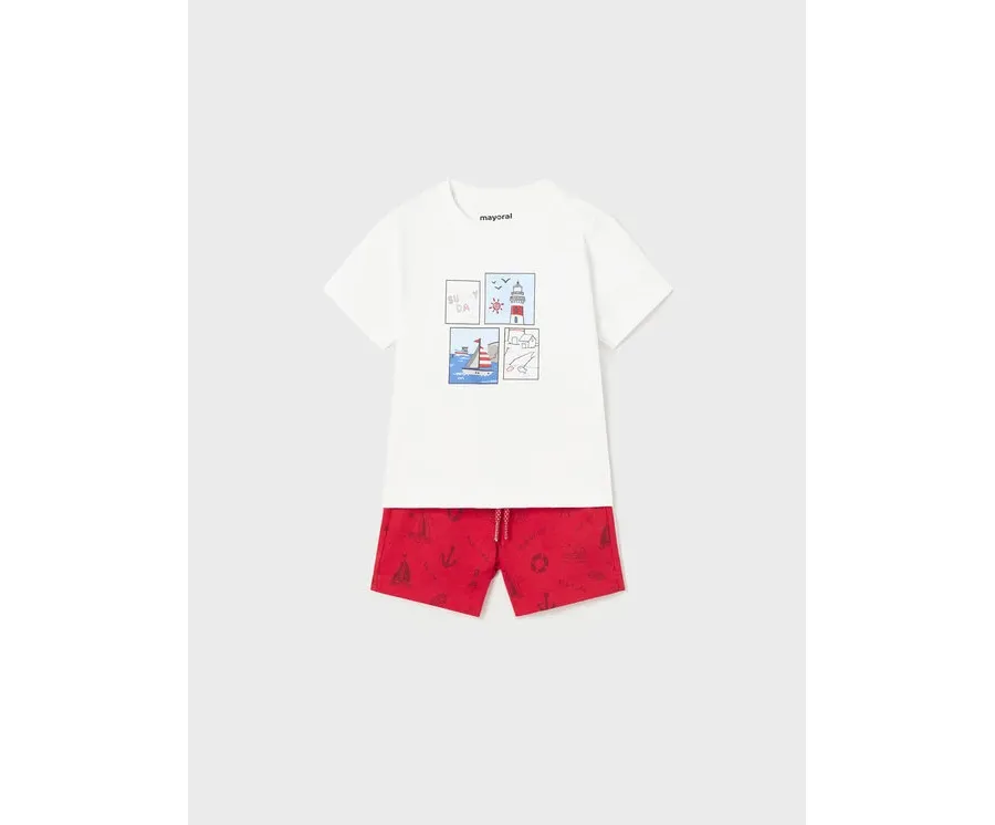 obrazek 1 Mayoral Komplet t-shirt i spodenki 1647 Kolorowy Regular Fit