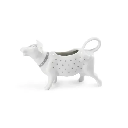 Zdjęcie Oryginalny dzbanek na mleko z porcelany w kształcie krowy z szarym zdobieniem – Leander