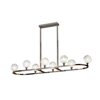 Zdjęcie Stylowy prostokątny żyrandol z ręcznie wycinanymi włoskimi kryształowymi kulami - Il Paralume Marina