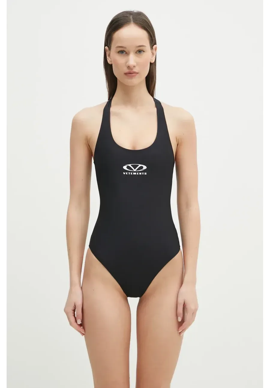 obrazek 1 VETEMENTS jednoczęściowy strój kąpielowy Oval Logo kolor czarny miękka miseczka WA66SW100B