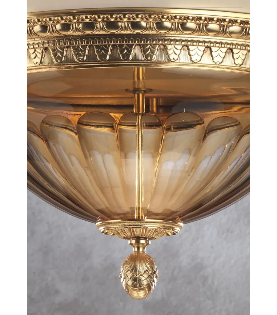 obrazek 2 Lampa sufitowa z pozłacanego brązu i grawerowany kryształowy puchar