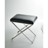 Picture Exclusive stool with crossed legs and leather seat – 3SC