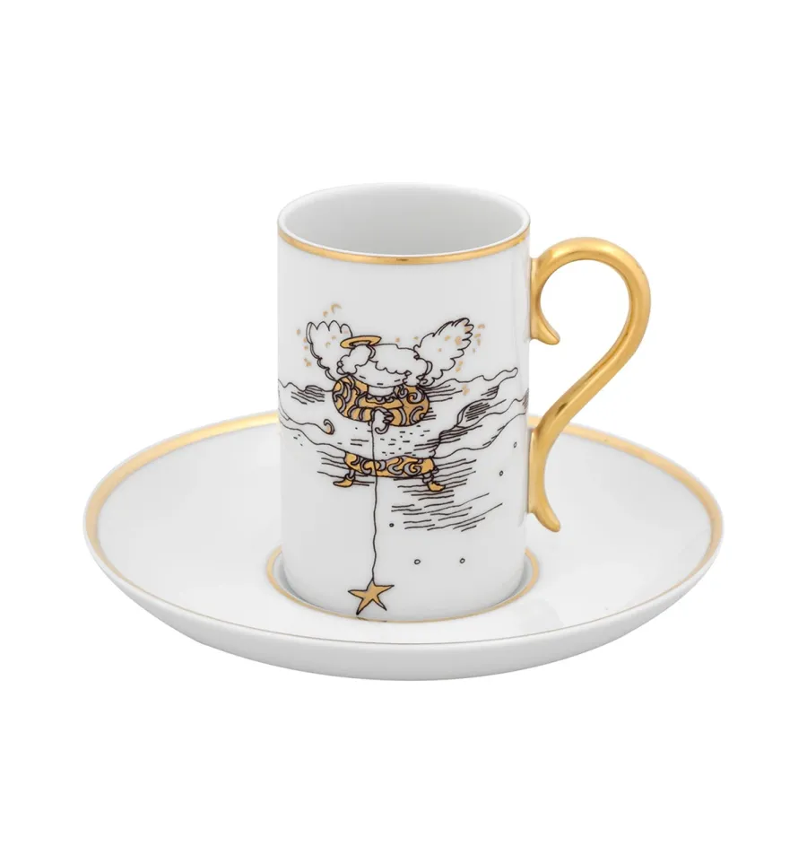 obrazek 2 Zestaw 2 porcelanowych filiżanek do kawy ze spodkami z wizerunkiem aniołów - Vista Alegre