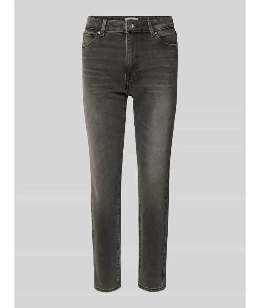 obrazek 1 Jeansy z wysokim stanem o kroju straight fit z naszywką z logo model ‘EMILY’