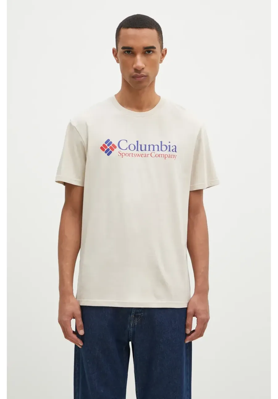 obrazek 1 Columbia t-shirt męski kolor beżowy z nadrukiem