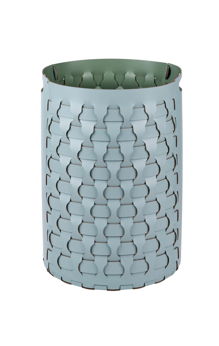 obrazek 1 Okrągły pleciony kosz Dubai Ø40xH57 cm w kolorze pastelowego błękitu