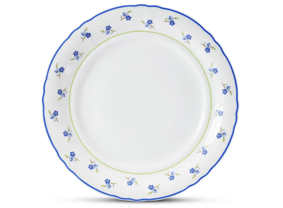 obrazek 2 Elegancki 18-elementowy komplet talerzy z porcelany zdobiony motywem kwiatów niezapominajek – Leander