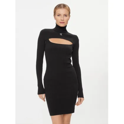 Zdjęcie Calvin Klein Jeans Sukienka dzianinowa 2 In 1 Tight Ls Sweater Dress J20J222515 Czarny Slim Fit