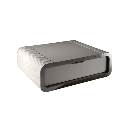 Picture Modern TRAVELER coffee table - leather and steel - Collecion Alexandra