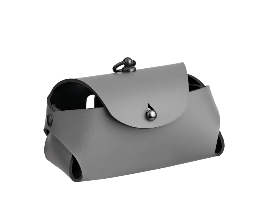 obrazek 1 Szare skórzane etui na woreczki na psie odchody 9x4xH5 cm