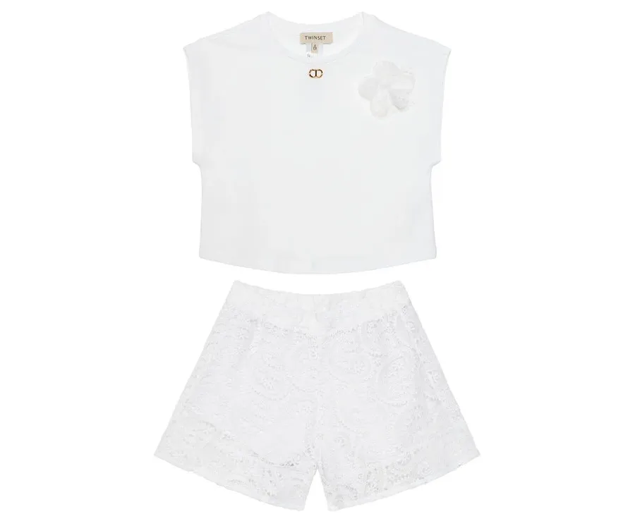 obrazek 1 TWINSET Komplet t-shirt i spodenki 251GJ2QR7 Biały Regular Fit