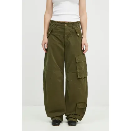 Zdjęcie DARKPARK spodnie bawełniane Rosalind kolor zielony fason cargo high waist WTR04.FAP05.006101