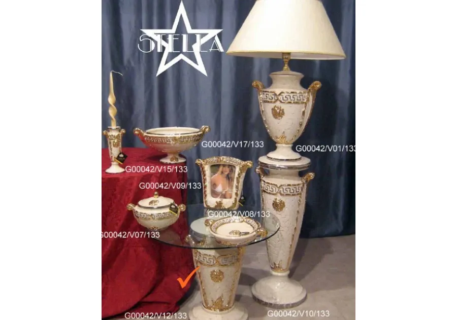 obrazek 1 Stylowy włoskie ceramiczny stolik kawowy ze szklanym blatem