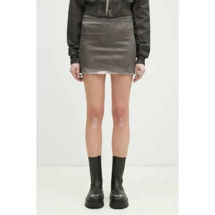 Zdjęcie Rick Owens spódnica bawełniana Mini kolor szary mini prosta DS01E3342.SCF