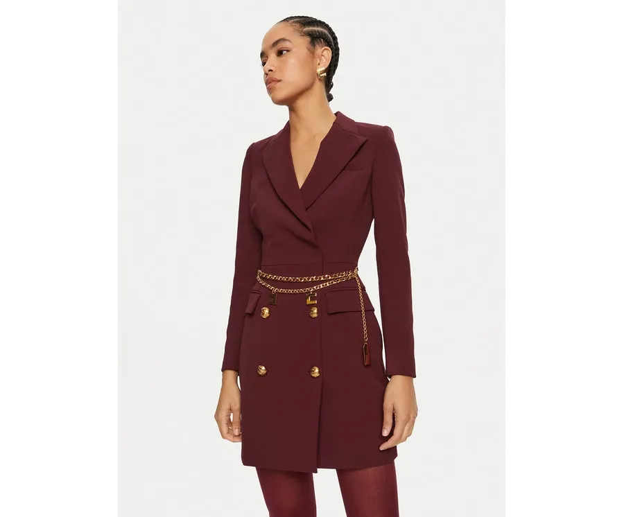 obrazek 1 Elisabetta Franchi Sukienka koktajlowa AB-657-46E2-V960 Bordowy Regular Fit