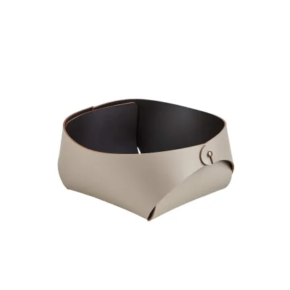 Picture Leather basket 15x15xH7 cm, cappuccino color