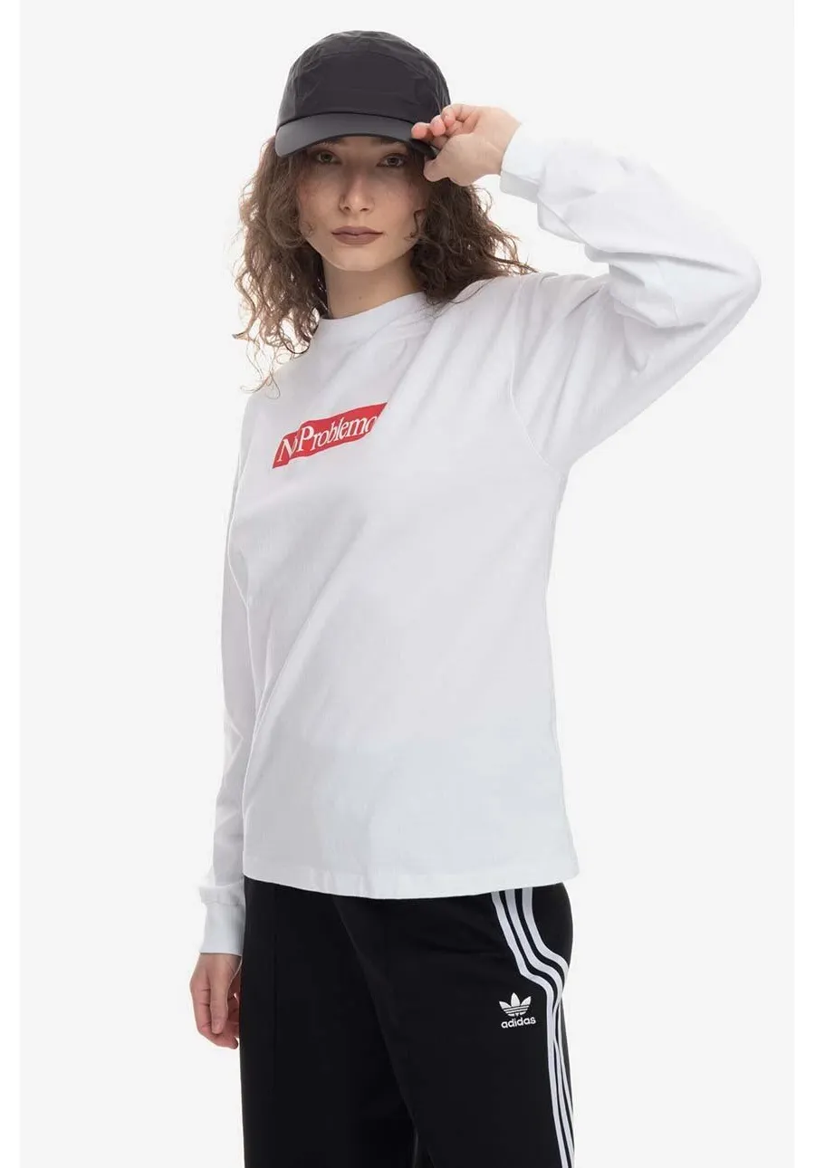 obrazek 1 Aries longsleeve bawełniany kolor biały z nadrukiem Aries Problemo Supremo LS Tee AR60023 WHITE AR60023-WHITE
