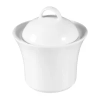 Picture Stylish white porcelain sugar bowl with a modern shape - Tettau