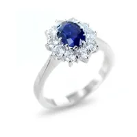 Zdjęcie Złoty pierścionek z rozetą z brylantami i szafirem 1,05 ct