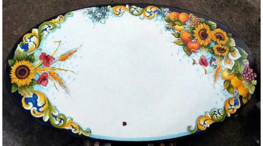obrazek 1 Prestiżowy blat z kamienia wulkanicznego do ogrodu zdobiony motywem słoneczników - Ceramiche Valchida