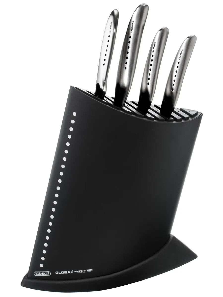 obrazek 1 Komplet 4 noży Global SAI w czarnym bloku GKB-52CR