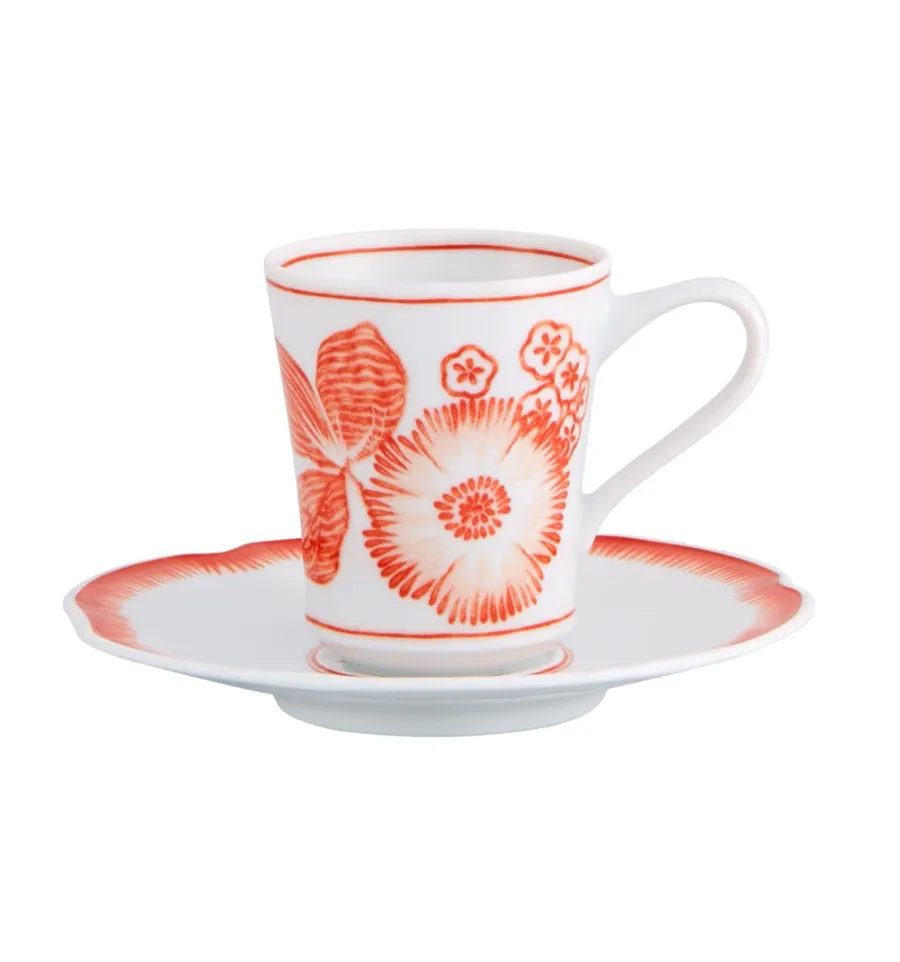 obrazek 1 Porcelanowa filiżanka do kawy ze spodkiem z kolekcji Coralina z ozdobnym motywem kwiatowym - Vista Alegre