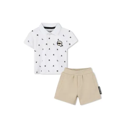 Zdjęcie Karl Lagerfeld Kids Komplet polo i spodenki Z30501 M Beżowy Regular Fit