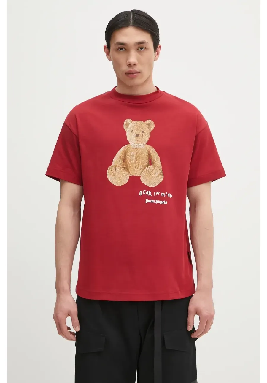 obrazek 1 Palm Angels t-shirt bawełniany Bear In Mind Reg męski kolor czerwony z nadrukiem PMAA001S25JER0052560