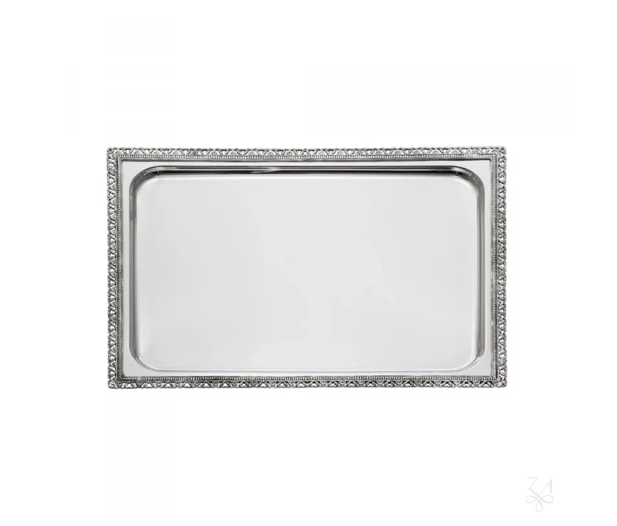 obrazek 1 Prostokątna srebrna taca z ażurowym zdobieniem - Zaramella Argenti