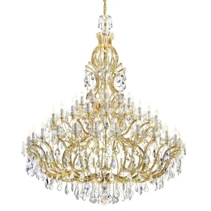 Zdjęcie Żyrandol Mariateresa z pozłacaną metalową ramą pokrytą przezroczystymi kryształowymi zawieszkami - Il Paralume Marina