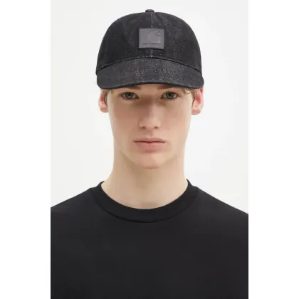 Zdjęcie Carhartt WIP czapka z daszkiem jeansowa Lincoln Cap kolor czarny z aplikacją I034471.8935