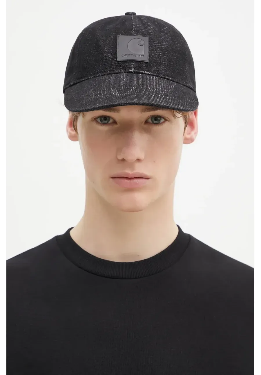 obrazek 1 Carhartt WIP czapka z daszkiem jeansowa Lincoln Cap kolor czarny z aplikacją I034471.8935
