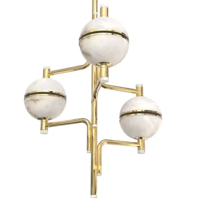 Zdjęcie Czarowna lampa wisząca Andros II z mosiądzu i alabastru