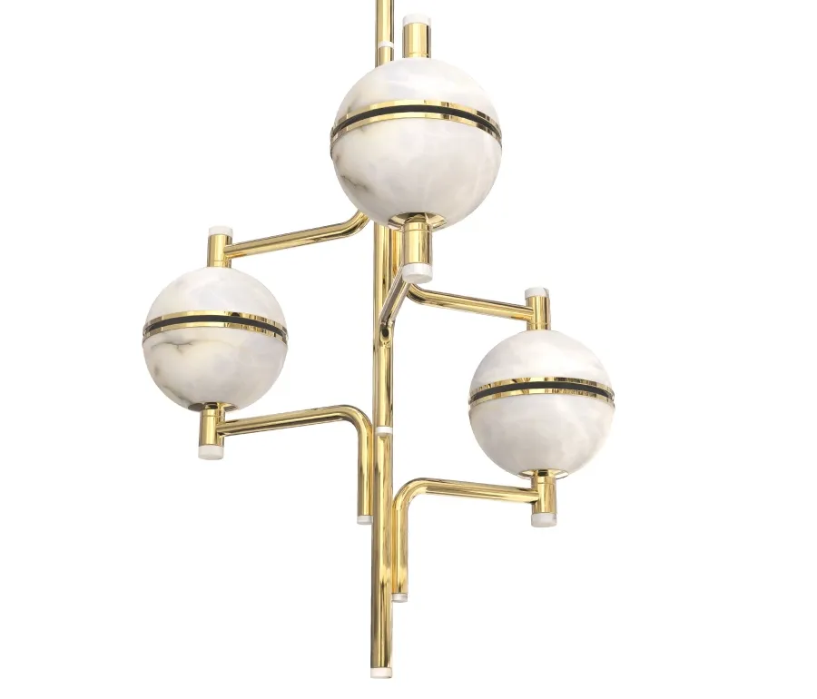 obrazek 1 Czarowna lampa wisząca Andros II z mosiądzu i alabastru