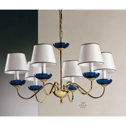 Zdjęcie Stylowy żyrandol ze szkła Murano z sześcioma kloszami Imperini i stożkowymi - Il Paralume Marina