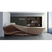 Picture Designer reception counter made of plywood