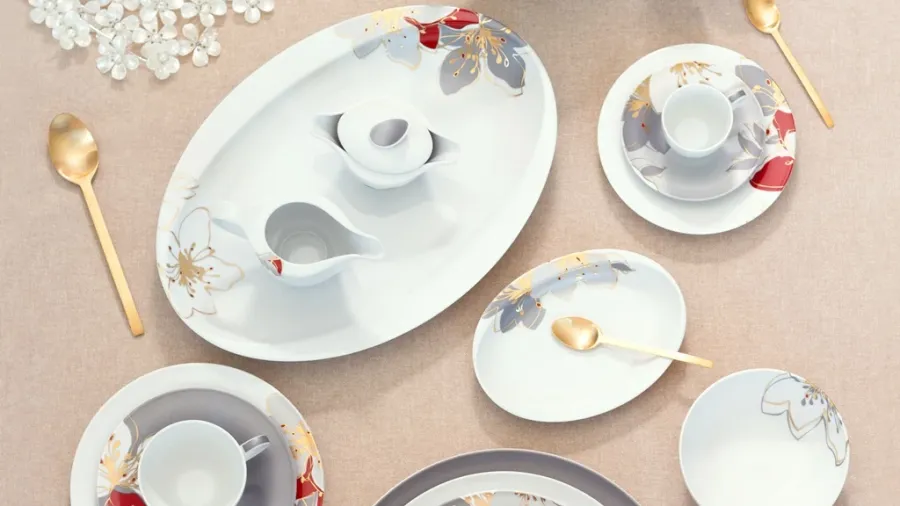 obrazek 8 Fantastyczny komplet porcelanowej zastawy stołowej 68 el. - Porcel